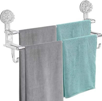 Montaje De La Rejilla De Toallas - Barra De Succión Adhesiva, Soporte De Acero Inoxidable | Ducha En La Rejilla De Toallas, Barra De Succión De Baño, Toalla Adhesiva Ducha De Vidrio En La Varilla De D