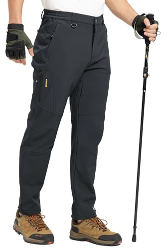 YSENTO Herren Softshellhose Wanderhose Wasserdicht Outdoorhose Warm Gefüttert Winter Winddicht Skihose Trekkinghose