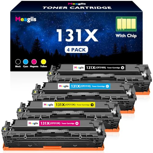 Meagiis 131X Toner Kompatibel mit HP 131X 131A Toner (Mit Chip, 4er-Pack) | Kompatibel mit HP LaserJet Pro 200 color M251, M251n, M251nw, MFP M276, M276nw, M276n; 1 Schwarz, 1 Cyan, 1 Magenta, 1 Gelb