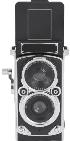 WINH Portable TLR Style Retro Camera 12MP Autofocus Video Camera for Vintage Photography Black (128GB)