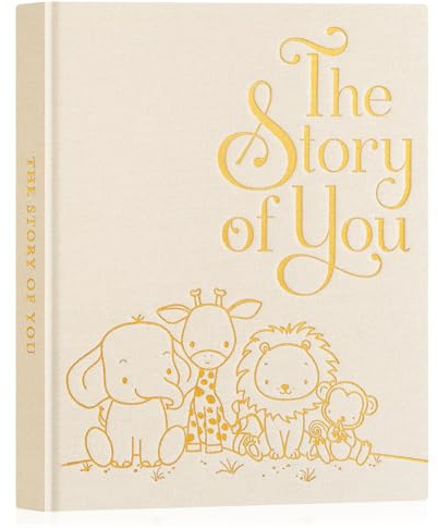 Lanpn Mein Erstes 5 Jahr Babybuch - The Story of You Baby Tagebuch für Mädchen Junge, Leinen Hardcover Babyalbum für Neue Eltern, 154 Seiten Baby Erinnerungsbuch Album Geschenk, Beige, Englisch