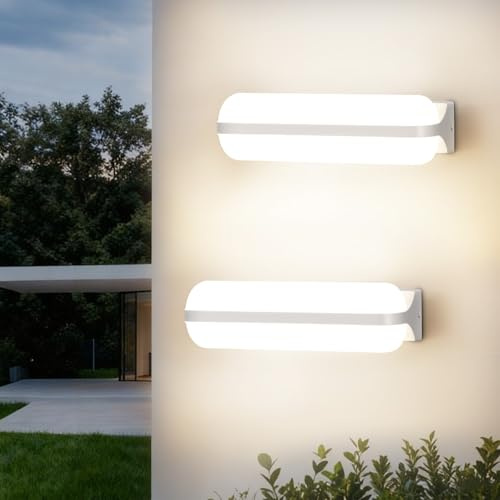 VivaLet 2 Stück LED Wandleuchte Aussen 20W 2000LM, Up & Down Beleuchtung Wandlampe Innen, 4000K IP65 Kellerlampe Außenwandleuchten, Outdoor Lampe für Balkon Badezimmer Flur Garten WC, Außenlampe Weiß