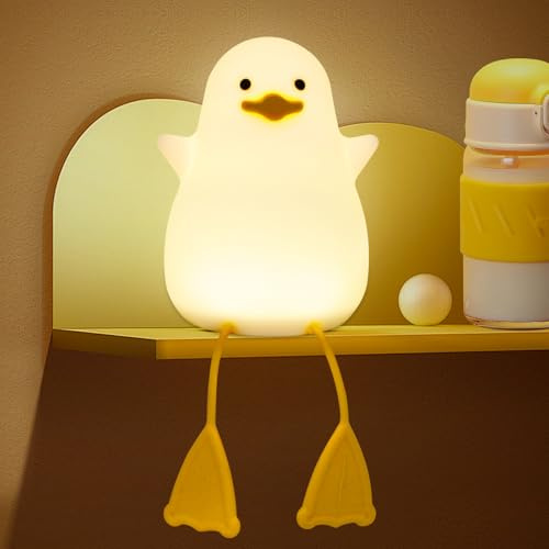 JUQG Enten Nachtlicht für Kinder, Kawaii Kinder Nachtlicht, Tragbares Nachtlicht für Kinder mit Touch Dimmfunktion, Wiederaufladbares Timer Nachtlicht für Kinder, Geschenke für Jungen und Mädchen