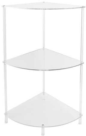 Zjythocyber 3 Tier Ecktisch, Acryl Wandseitentisch, Moderner Mehrzwecktisch mit 3 Ebenen Stauraum, wasserdichte Acrylplatte und Temperiertes Glas für Schlafzimmer Badezimmer Wohnzimmer