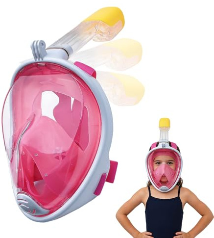 mizikuu Máscara de Snorkel para Niños, Máscara de Buceo con Tapones Easy Breathe Lente Ultra Clara Antivaho 180°Panorámica Máscara de Snorkel con Cinghie Elastiche Regolabili