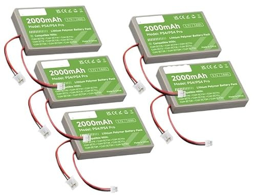 Batterie 2000 mAh PS4 PS4 Pro, compatible avec Sony, contrôleur sans fil for manette de jeu CUH-ZCT1E CUH-ZCT1U CUH-ZCT2 ou CUH-ZCT2U Remplacer la batterie(5pcs battery)