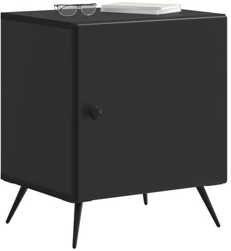 vidaXL Nachttisch 2 pcs Schwarz 43 x 34,5 x 50 cm Holzwerkstoff, Vintage rechteckiger Couchtisch, kompakt mit viel Stauraum, Nachtisch als praktischer Organizer