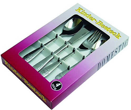 Mäser, Kinderbesteck 4-teilig, aus rostfreiem Edelstahl 18/0, Messer, Gabel, Löffel im Bärchendesign