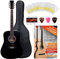 Classic Cantabile WS-10BK-LE Westerngitarre für Linkshänder Starter-Set (Dreadnought-Style, Lefthand, 6 Saiten, 20 Bünde, inkl. Zubehörset, Gitarrentasche, Notenheft, Saiten, Plektren) schwarz