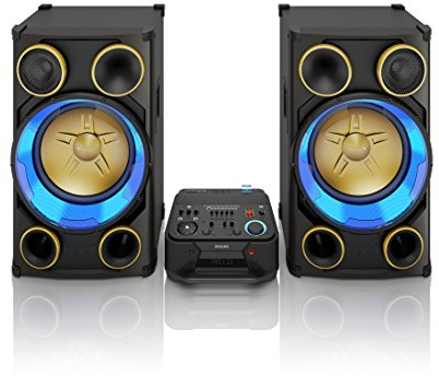 Philips Minichaîne Hi-FI NTRX900/12 - Ensembles Audio pour la Maison (Système Mini Audio Domestique, Noir, Bleu, Or, 1 disques, Plateau, 3600 W, 20,3 cm)