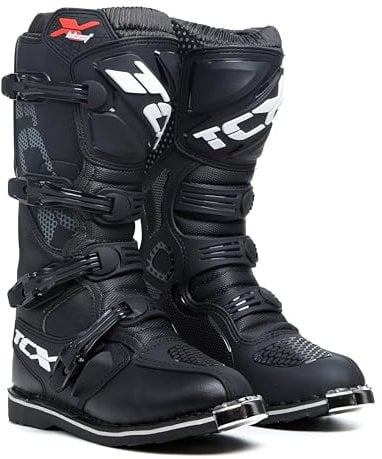 TCX - X-Blast, Stivale da Motocross Uomo, Stivale da Enduro, Stivale da Fuoristrada con Tomaia in Microfibra e Suola con Costruzione Goodyear, Nero