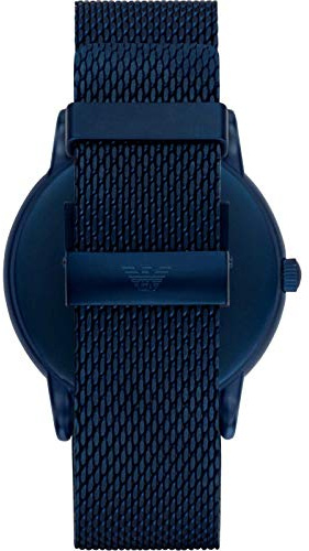 Emporio Armani Men's Quartz Watch with White Dial and Blue Stainless Steel Bracelet AR11025
