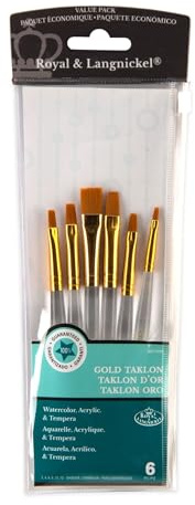 Royal and Langnickel Shader Taklon Variety Brush Set - Gold (Pack of 6)