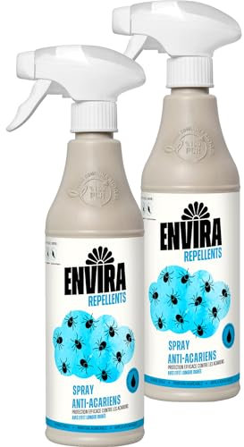 Envira Spray Anti-acariens 2 x 500 ML - Spray Anti-acariens pour Matelas avec Effet Longue durée - sans Odeur & à Base d'eau
