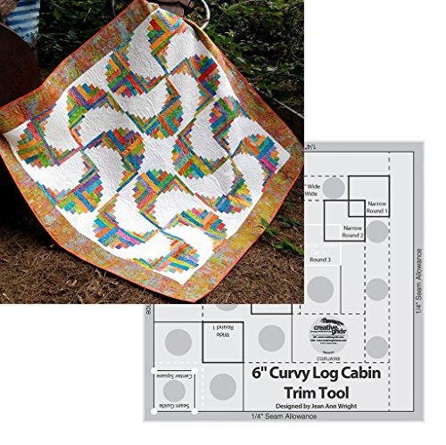 Creative Grids Curvy Log Cabin Trim Tool 6in RULER, Rainbow Swirls Quilt Pattern