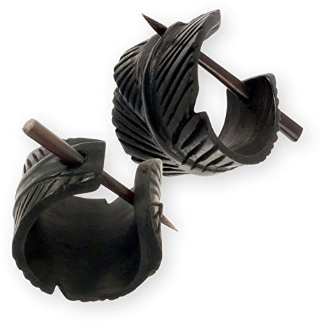 Fly Style Damen Feder Ohrringe Creolen aus Horn - Natur Damen Schmuck