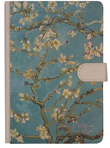 Luxuriöses kleines blaues Notizbuch mit einer schönen Zeichnung von Vincent van Gogh auf der Vorder- und Rückseite. Ein Notizbuch im Format A5 mit hochwertigen, dicken, cremefarbenen Seiten