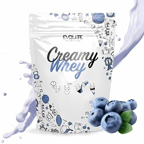 Evolite Whey Protein Pulver 700 g mit Buttermilch, Blueberry | Molke Protein Powder Whey, 21 g Protein pro Portion, 23 Portionen, Molkenprotein-Konzentrat, Muskelaufbau und erhalt