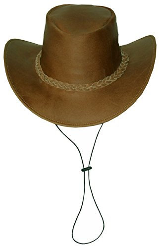 Black Jungle Broome - Cowboyhut aus Rindsleder mit Kinnriemen (XL, Tan)