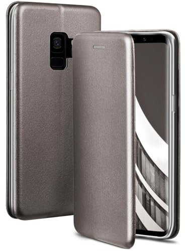 ONEFLOW Business Case für Samsung Galaxy S9 Handyhülle klappbar mit Standfunktion, Klapphülle Flipcase Cover Dünn, PU Leder Hülle mit Kartenfach, 360 Grad Schutzhülle, Taupe