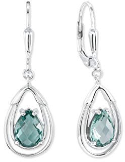 Amor Ohrhänger 925 Sterling Silber Damen Ohrschmuck, mit Spinell synt., 2,2 cm, Grün, Kommt in Schmuck Geschenk Box, 2023903