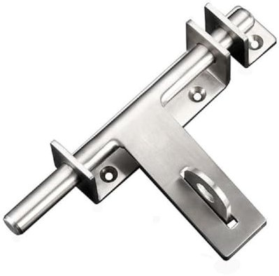 Sliding Bolt Gate Latch, Safety Lock Bolt Hasp, Heavy Duty 304 Stainless Steel Barrel Door Latches, with Padlock Hole, Brushed Finish