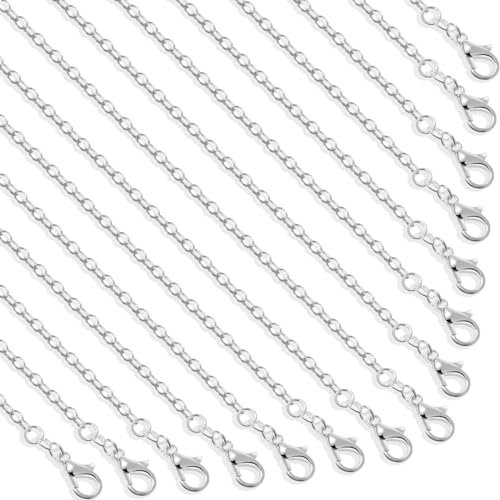 selizo 30 Pack Necklace Chain Silver Plated Necklace Chains Bulk Cable Chain Charms for Jewelry Making, 1.2 mm (18 Inches)