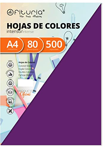 OFITURIA FAB-16973 Pack 500 Hojas Color Morado Tamaño A4 80g
