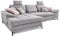 Cavadore L-Form-Sofa Castiel mit Federkern / Großes Schlafsofa in L-Form mit Bettkasten, Sitztiefenverstellung, Kopfstützen und XL-Longchair / 312 x 114 x 173 / Webstoff, Hellgrau