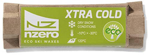 NZEROWAX – Organischer Extrakalt-Wachsriegel - Extremkaltgrün, 50g | Pflanzliches ECO Wachs für trockenen Schnee, 10ºC/-30ºC für Ski