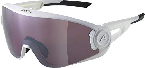 ALPINA 5W1NG Q - Verspiegelte, Kontrastverstärkende & Beschlagfreie Sport- & Fahrradbrille Mit 100% UV-Schutz Für Erwachsene, white matt, One Size