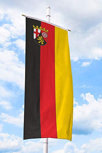 Deitert Bundesland-Flagge Rheinland-Pfalz – 120x300 cm Rheinland-Pfalz -Fahne mit Wappen, Bannerfahne aus reißfestem Polyester