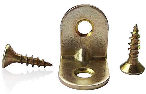 Right Angle Brackets 90 Degree Corner Braces Brackets Plates, Wooden Angle, Metal Steel Sheet Galvanised 0.79x 0.79x0.63(20 x 20 x 16mm) Pack of 20 and 40 Wood Screws