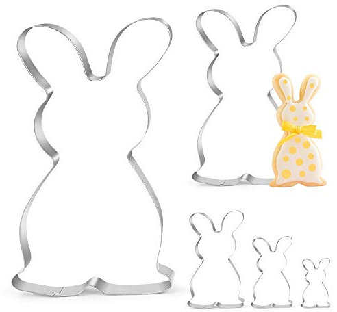 O-Kinee Cortador Galletas Pascua, Acero Inoxidable Cookie Cutters Molde, 5 Piezas - Conejo, Regalo Ideal de Pascua