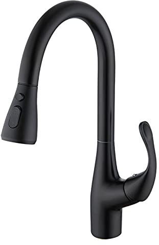 WPHH Grifo De Cocina con Rociador Abatible, Grifo para Fregadero Giratorio De 360 ° Extraíble De Cocina, Grifo Mezclador Monomando De Cocina De Agua Fría Y Caliente De Latón De Arco Alto,Negro