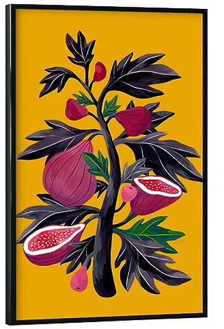 artboxONE Poster mit schwarzem Rahmen 90x60 cm Natur Flaming Garden - Feigenbaum - Bild feige Blume blüte