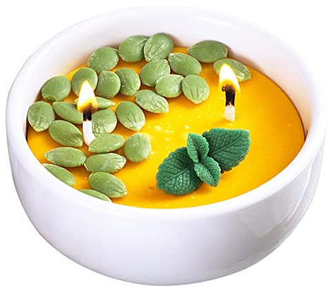 Soja-Kerze mit Kürbis-Suppenschale für Herbst, Erntedankfest, Halloween