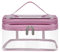 Jinlaili Trousse de Toilette Transparent, 2 Couches Trousse de Maquillage Voyage Grande, Sac Maquillage Femme, Sac Cosmétique Portable, Trousse de Toilette Imperméable pour Femme Fille (Rose)