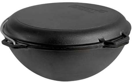 Brizoll Kazan CAST Iron Asian, with LID Frying PAN, Dutch Oven, 8 L, Black (KA08-3)