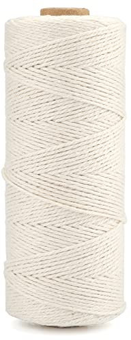 jijAcraft Bäcker Bindfäden Beige Baumwollschnur Makramee Garn 1 mm x 200 Meter, Perfekt für DIY Handwerk, Fleisch Binden, Würstchen Machen