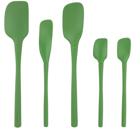 Tovolo 60138-501 Flex-Core All Silicone Spatula Set of 5 for Meal Prep, Cooking, Baking, and More-Pesto