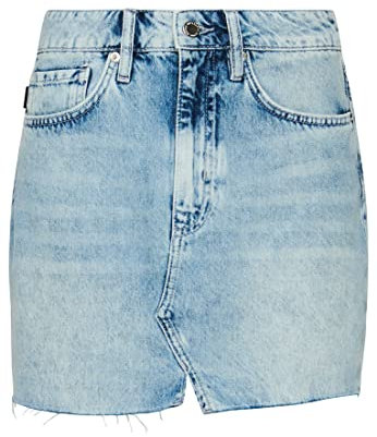 Superdry Damen Vintage Jeans-Minirock Mittel Indigoblau Marmoriert 40