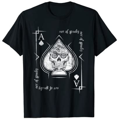 Sugar Skull Ace Of Spades Goth Retro Vintage Spielkarte T-Shirt