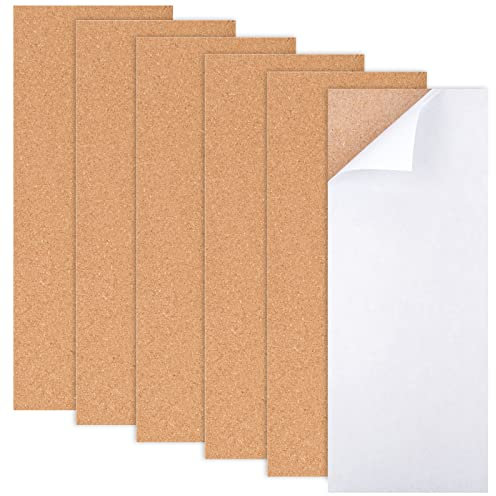 ZYFC 6 Sheets 35 x 14 cm Natural Cork Pinboard, Rectangle Cork Board Tiles with Full Sticky Back, Notice Pin Boards, Office, Memo, DIY, Home Decoration, Message