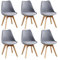 HJhomeheart Esszimmerstuhl 6er Set, Massivholzbeine, Abnehmbares Stuhlkissen, Küchenstuhl, Moderner Stuhl (Grau-6)