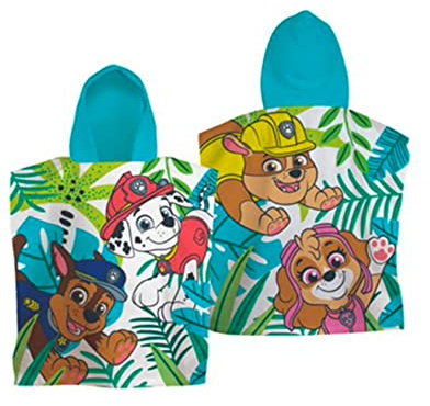 Character World Official Paw Patrol Hooded Towel Poncho | Super Soft Feel, Amazing Jungle Design | Swimming Changing Robe Perfect The Home, Bath & Beach,Multicoloured,115 x 50 cm