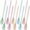 Lallisa Lot de 10 cuillères à long manche de 18,3 cm colorées en plastique réutilisables pour mélanger du thé glacé pour crème glacée, sundae, latte, chocolat, cocktail, passe au lave-vaisselle
