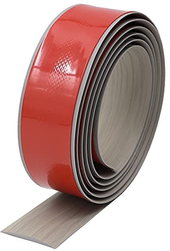 KtbeYTi 2m Übergangsleiste Selbstklebend Vinyl Fußböden Abdeckleiste Übergangsschiene Bodenprofil zum Kleben, für Fliesen Laminat und Parkett(4cm, Graue Holzmaserung)