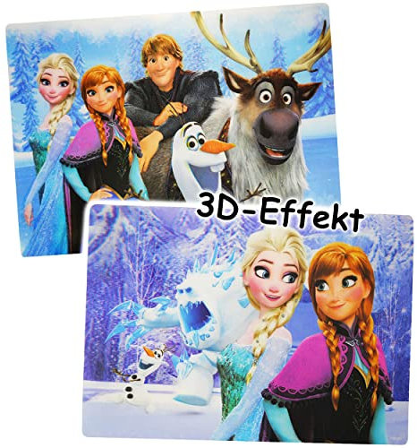 alles-meine.de GmbH 2 Stück - Unterlage - 3-D Effekt__ die Eiskönigin - Frozen - als Tischunterlage - Platzdeckchen - Platzmatte - 42 cm * 29 cm - Malunterlage - Knetunterla..