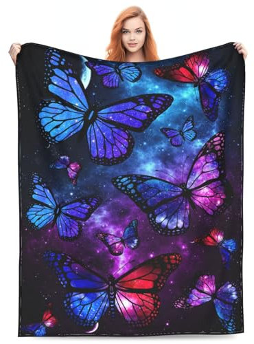 Docsckus Ultraweiche Mikrofaser-Überwurfdecke, 330 g/m², flauschige Fleecedecke für Erwachsene und Kinder, Geschenk, Couch, Sofa, Bett, Schmetterling, 152,4 x 127 cm